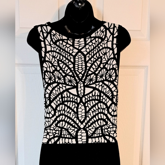 Carmen Marc Valvo Black & White Tank Sweater Dress - Picture 6 of 8